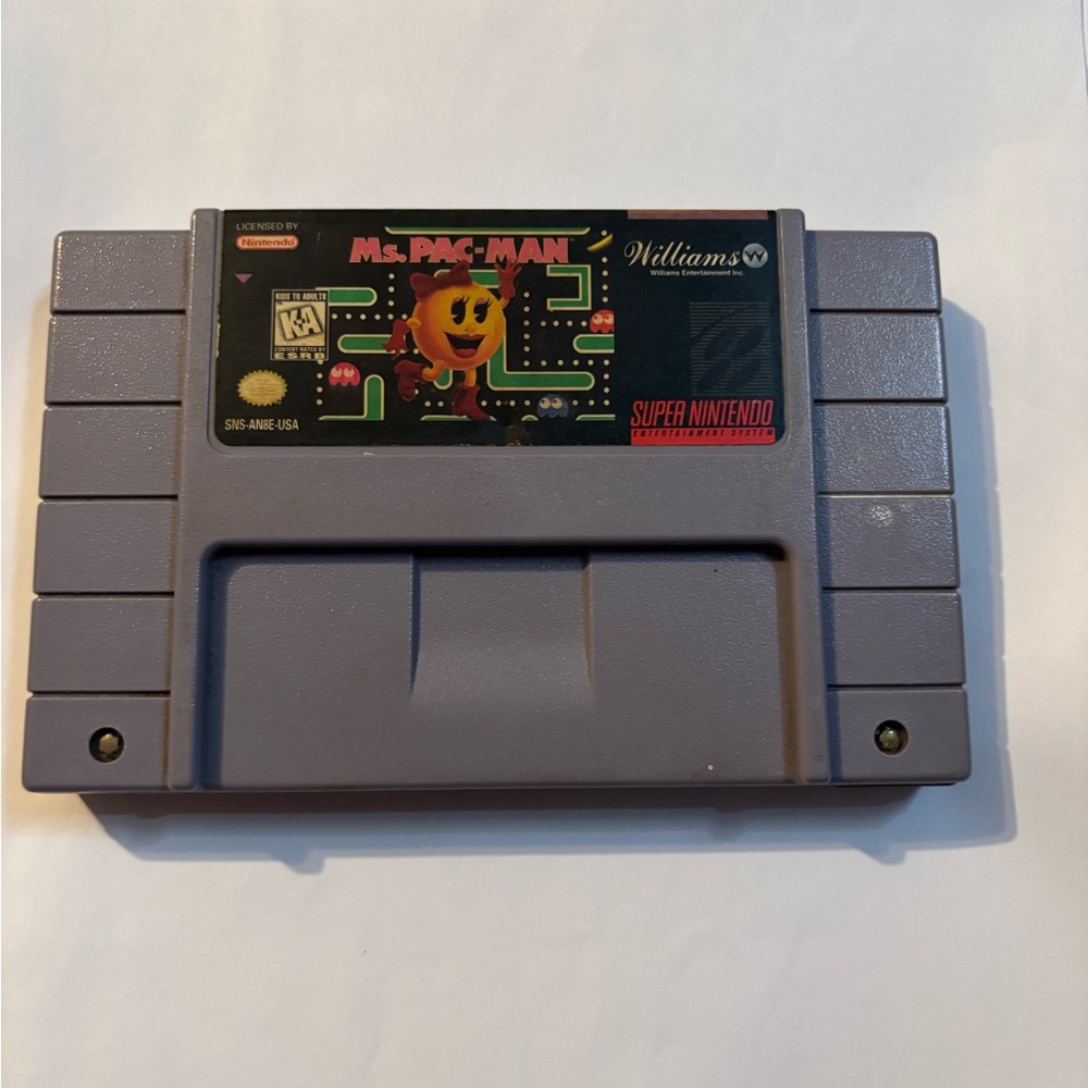 Super Nintendo Ms. Pac-Man Game Cartridge Tested Working